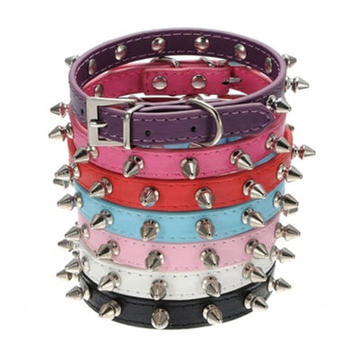 Punk Spiked Pet Dog Collar PU Leather Leash for Dogs Rivet Studded Puppy Necklace Pet Dog Adjustable Collar Dog Accessories