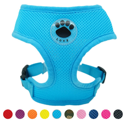 Paw LOVE Rubber Adjustable Soft Breathable Dog Cat Control dog Harness Nylon Mesh Vest harness for Pet puppy collar Chest Strap