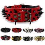 2" Wide Sharp Spiked Studded Leather Dog Collars Pitbull Bulldog Big Dog Collar Adjustable For Medium Large Dogs Boxer S M L XL